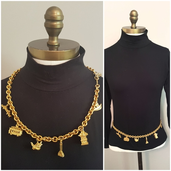 Vintage Accessories - ⛴ vintage San Francisco gold charm / chain belt